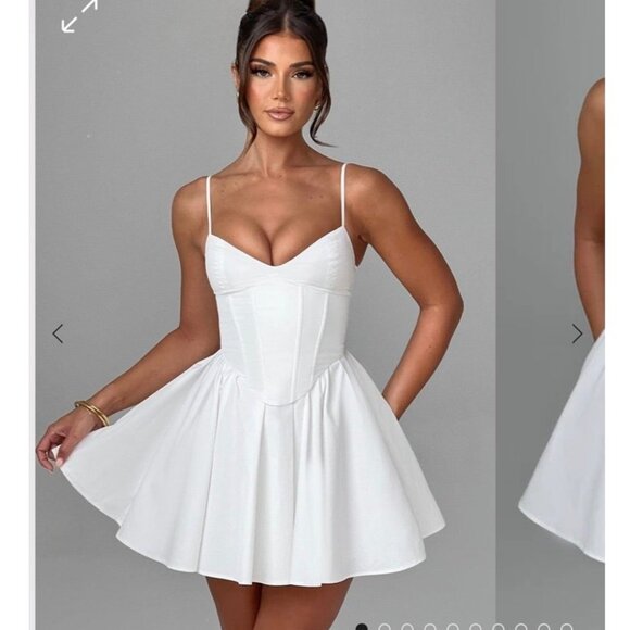 ANALEIGH MINI DRESS IVORY Babyboo Grad Graduation Bridal Wedding Homecoming - Picture 1 of 12